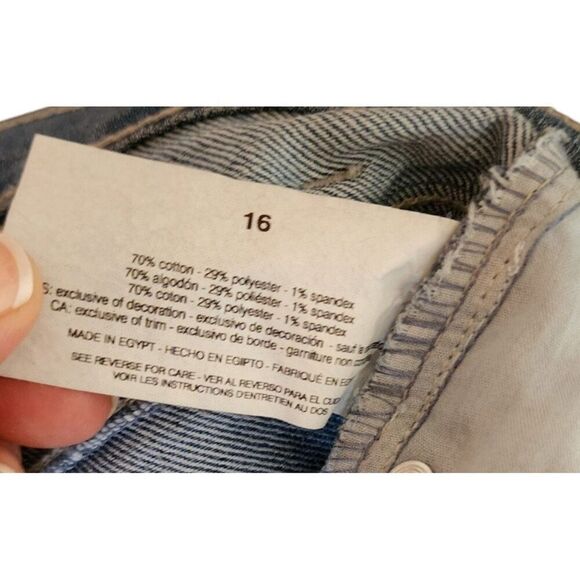 Gloria Vanderbilt Cropped Wide Legged Denim Jeans Womens Size 16 Blue Raw Hem - Picture 6 of 7